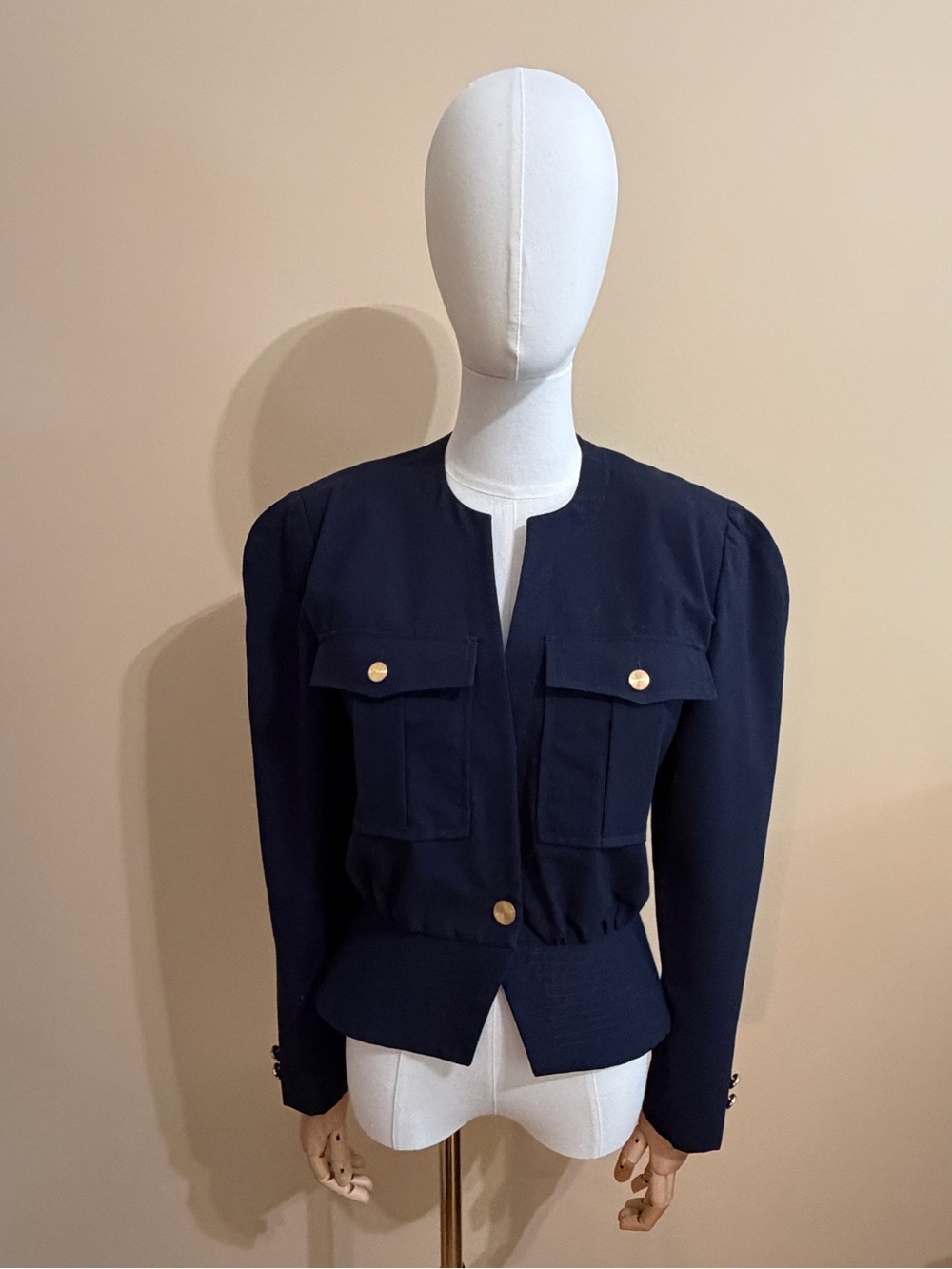 Women's‎ Navy Tailored Pocket Blazer with Gold Buttons